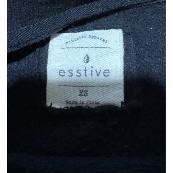 Esstive Black Sweatshirt XS Long Sleeve White Stripe Crewneck Pullover - Picture 2 of 5